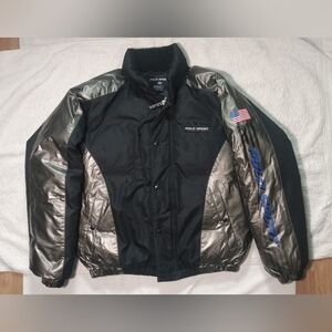 Rare Vintage POLO Ralph Lauren Polo Sport Black N Silver Down Puffer Jacket